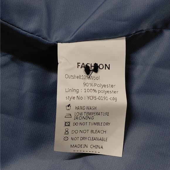 Tanming Women's Peacoat Size Small Blue Overcoat Minimalist Chic Winter Cozy - Picture 9 of 9